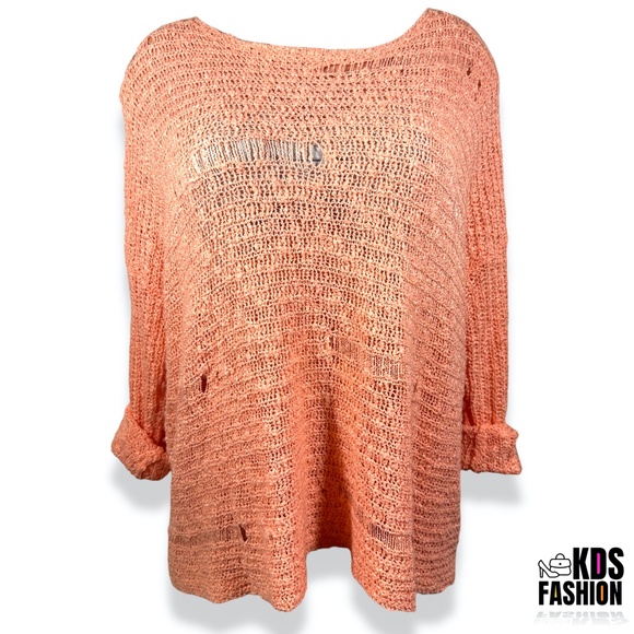 Cecico Oversized Distressed High Low Sweater LG - Picture 2 of 13